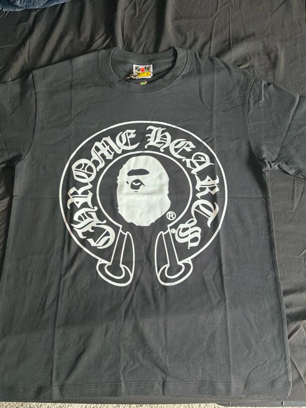 Bape Black Tee with White Ape Head Logo